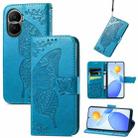 For Honor Play 7T Pro Butterfly Love Flower Embossed Leather Phone Case(Blue) - 1