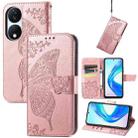 For Honor X7b Butterfly Love Flower Embossed Leather Phone Case(Rose Gold) - 1