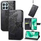 For Honor X8b Butterfly Love Flower Embossed Leather Phone Case(Black) - 1