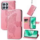 For Honor X8b Butterfly Love Flower Embossed Leather Phone Case(Pink) - 1
