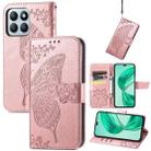 For Honor X8b Butterfly Love Flower Embossed Leather Phone Case(Rose Gold) - 1