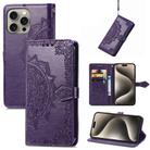 For iPhone 16 Pro Max Mandala Flower Embossed Leather Phone Case(Purple) - 1