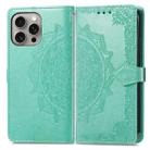 For iPhone 16 Pro Mandala Flower Embossed Leather Phone Case(Green) - 2