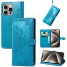 For iPhone 16 Pro Mandala Flower Embossed Leather Phone Case(Blue) - 1