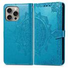 For iPhone 16 Pro Mandala Flower Embossed Leather Phone Case(Blue) - 2