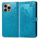 For iPhone 16 Plus Mandala Flower Embossed Leather Phone Case(Blue) - 2