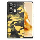 For OPPO Reno9 Pro+ Camouflage Leather Back Cover Phone Case(Yellow) - 1