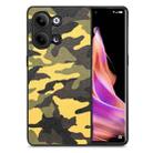 For OPPO Reno9 Camouflage Leather Back Cover Phone Case(Yellow) - 1