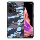 For OPPO Reno9 Camouflage Leather Back Cover Phone Case(Blue) - 1