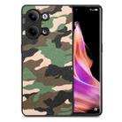 For OPPO Reno9 Camouflage Leather Back Cover Phone Case(Green) - 1