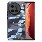 For vivo X90 Pro Camouflage Leather Back Cover Phone Case(Blue) - 1