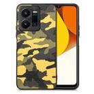 For vivo Y35 Camouflage Leather Back Cover Phone Case(Yellow) - 1