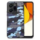 For vivo Y35 Camouflage Leather Back Cover Phone Case(Blue) - 1