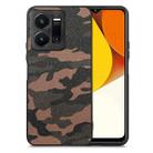 For vivo Y35 Camouflage Leather Back Cover Phone Case(Brown) - 1