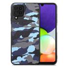 For Samsung Galaxy A22 4G Camouflage Leather Back Cover Phone Case(Blue) - 1