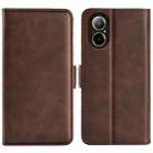 For Realme C67 5G Dual-side Magnetic Buckle Horizontal Flip Leather Phone Case(Brown) - 1