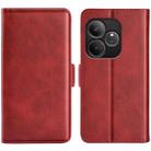 For Realme GT 6 5G Dual-side Magnetic Buckle Horizontal Flip Leather Phone Case(Red) - 1