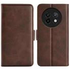 For Realme 13+ 5G Dual-side Magnetic Buckle Horizontal Flip Leather Phone Case(Brown) - 1