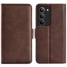 For Realme 14X 4G Dual-side Magnetic Buckle Horizontal Flip Leather Phone Case(Brown) - 1