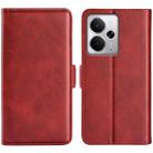 For Realme 14 5G Dual-side Magnetic Buckle Horizontal Flip Leather Phone Case(Red) - 1