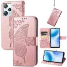 For Blackview A53 Butterfly Love Flower Embossed Leather Phone Case(Rose Gold) - 1