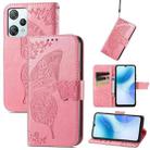 For Blackview A53 Butterfly Love Flower Embossed Leather Phone Case(Pink) - 1