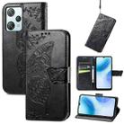 For Blackview A53 Butterfly Love Flower Embossed Leather Phone Case(Black) - 1