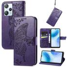 For Blackview A53 Butterfly Love Flower Embossed Leather Phone Case(Purple) - 1