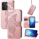 For vivo iQOO Z7 Butterfly Love Flower Embossed Leather Phone Case(Rose Gold) - 1