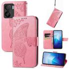 For vivo iQOO Z7 Butterfly Love Flower Embossed Leather Phone Case(Pink) - 1