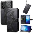 For vivo iQOO Z7 Butterfly Love Flower Embossed Leather Phone Case(Black) - 1