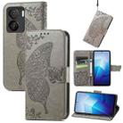 For vivo iQOO Z7 Butterfly Love Flower Embossed Leather Phone Case(Gray) - 1