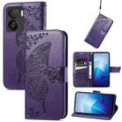 For vivo iQOO Z7 Butterfly Love Flower Embossed Leather Phone Case(Purple) - 1