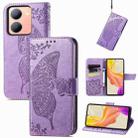 For vivo Y78 Butterfly Love Flower Embossed Leather Phone Case(Lavender) - 1