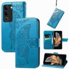 For vivo S17 Butterfly Love Flower Embossed Leather Phone Case(Blue) - 1