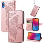 For vivo Y91C Butterfly Love Flower Embossed Leather Phone Case(Rose Gold) - 1