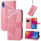 For vivo Y91C Butterfly Love Flower Embossed Leather Phone Case(Pink) - 1