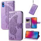 For vivo Y91C Butterfly Love Flower Embossed Leather Phone Case(Lavender) - 1