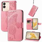For vivo iQOO Z8X Butterfly Love Flower Embossed Leather Phone Case(Pink) - 1