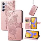 For vivo V40 SE Butterfly Love Flower Embossed Leather Phone Case(Rose Gold) - 1