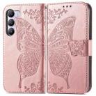 For vivo V40 SE Butterfly Love Flower Embossed Leather Phone Case(Rose Gold) - 2