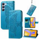 For vivo V40 SE Butterfly Love Flower Embossed Leather Phone Case(Blue) - 1