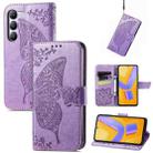 For vivo V40 SE Butterfly Love Flower Embossed Leather Phone Case(Lavender) - 1