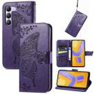 For vivo V40 SE Butterfly Love Flower Embossed Leather Phone Case(Purple) - 1