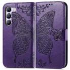 For vivo V40 SE Butterfly Love Flower Embossed Leather Phone Case(Purple) - 2