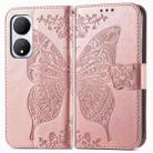 For vivo Y100 5G IDN Butterfly Love Flower Embossed Leather Phone Case(Rose Gold) - 1