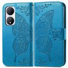 For vivo Y100 5G IDN Butterfly Love Flower Embossed Leather Phone Case(Blue) - 1