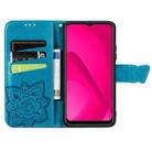 For vivo Y37 Butterfly Love Flower Embossed Leather Phone Case(Blue) - 3