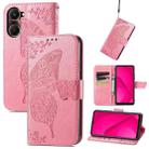 For vivo Y37 Butterfly Love Flower Embossed Leather Phone Case(Pink) - 1