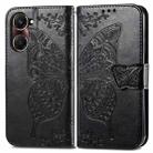 For vivo Y37 Butterfly Love Flower Embossed Leather Phone Case(Black) - 2
